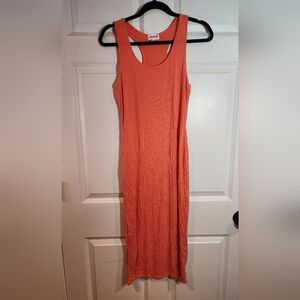 Madrag Stretchy Orange Sleeveless Midi Dress Large